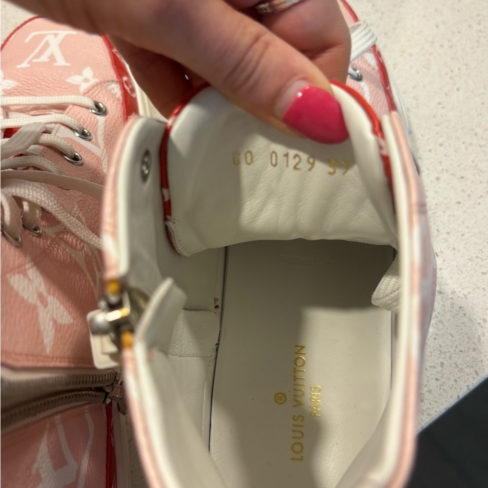 Louis Vuitton Pink and Red Monogram Sneakers Women’s size 9 - Picture 7 of 8